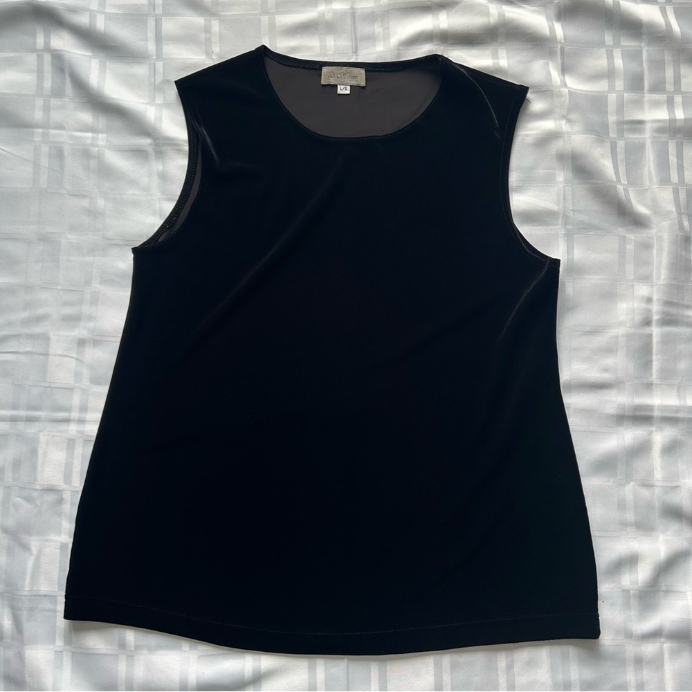 Di Marco Black Velvet Vintage Sleeveless Top